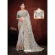 Grey Designer Net Resham Embroidered Saree