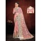 Peach Designer Net Resham Embroidered Saree