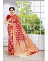 Red Party Wear Banarasi Silk Saree