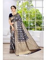 Navy Blue Party Wear Banarasi Silk Saree