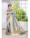 Grey Party Wear Banarasi Silk Saree