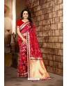 Perfect Red Party Wear Banarasi Silk Saree