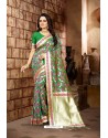 Forest Green Party Wear Banarasi Silk Saree