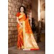 Orange Party Wear Banarasi Silk Saree