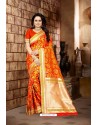 Orange Party Wear Banarasi Silk Saree