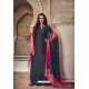 Black Party Wear Pure Tusar Palazzo Suit