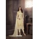 Cream Heavy Designer Embroidered Organza Straight Suit