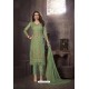 Green Heavy Designer Embroidered Organza Straight Suit