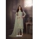 Taupe Heavy Designer Embroidered Organza Straight Suit