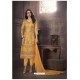 Yellow Heavy Designer Embroidered Organza Straight Suit