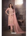 Pink Heavy Designer Embroidered Organza Straight Suit