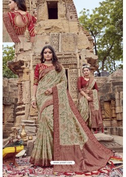 Beige Heavy Designer Chanderi Silk Saree