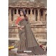 Dark Grey Heavy Designer Chanderi Silk Saree