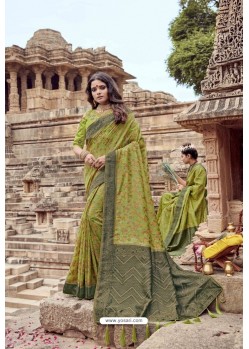 Green Heavy Designer Chanderi Silk Saree