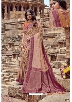 Dusty Pink Heavy Designer Chanderi Silk Saree