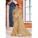 Beauteous Golden Heavy Embroidered Designer Jute Silk Saree