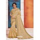 Desirable Golden Heavy Embroidered Designer Jute Silk Saree