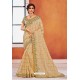 Excellent Gold Heavy Embroidered Designer Jute Silk Saree