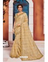 Glamorous Golden Heavy Embroidered Designer Jute Silk Saree