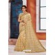 Awesome Golden Heavy Embroidered Designer Jute Silk Saree