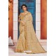 Modern Golden Heavy Embroidered Designer Jute Silk Saree