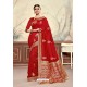 Red Designer Party Wear Poly Silk Saree