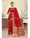 Red Designer Party Wear Poly Silk Saree