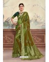 Forest Green Designer Party Wear Poly Silk Saree