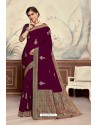 Deep Scarlet Designer Party Wear Poly Silk Saree