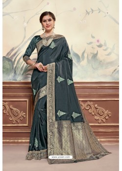 Nice Looking Black Party Wear Poly Silk Saree