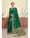 Dark Green Designer Party Wear Poly Silk Saree