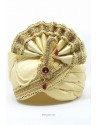 Cream Art Silk With Lace Wedding Turban