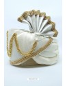 White Art Silk With Lace Wedding Turban