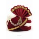Maroon And White Art Silk With Lace Wedding Turban