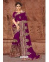 Purple Party Wear Designer Silk Saree