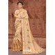 Beige Party Wear Designer Silk Saree