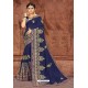 Navy Blue Party Wear Designer Silk Saree