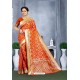 Orange Designer Banarasi Silk Saree