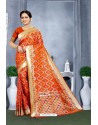 Orange Designer Banarasi Silk Saree