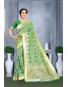 Forest Green Designer Banarasi Silk Saree