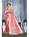 Rani Pink Designer Banarasi Silk Saree