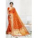 Perfect Orange Designer Banarasi Silk Saree