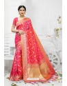 Eye Catching Rani Pink Designer Banarasi Silk Saree