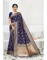 Gorgeous Navy Designer Banarasi Silk Saree