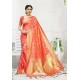 Lovely Red Designer Banarasi Silk Saree