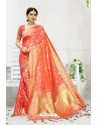 Lovely Red Designer Banarasi Silk Saree