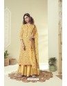 Yellow Latest Pure Zam Cotton Palazzo Suit