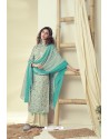 Cream And Mint Latest Pure Zam Cotton Palazzo Suit