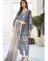 Grey Heavy Embroidered Designer Straight Suit