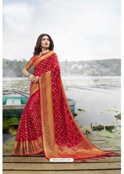 Red Festive Wear Designer Jacquard Silk Saree